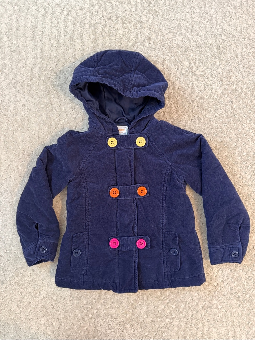EUC Gymboree Velvet Pea Coat Size S/5-6 Navy Blue Vintage Winter Fall Preppy